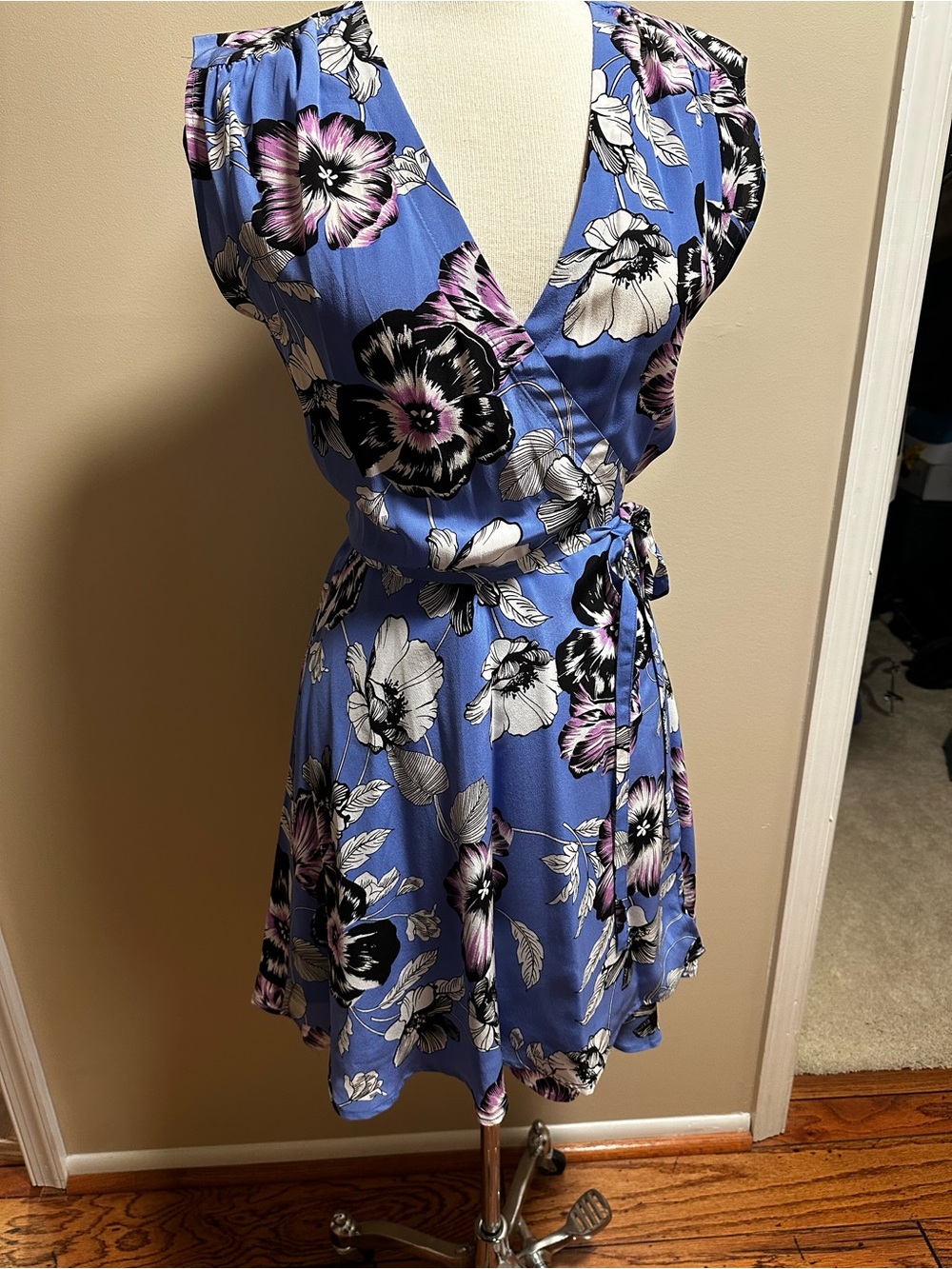 Yumi Kim Periwinkle Blue Floral Wrap Mini Dress